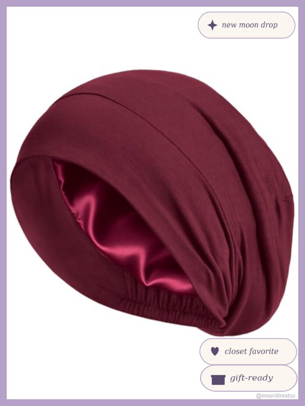 100% Mulberry Silk Lined Sleep Bonnet Adjustable Strap Frizz Control Hair Cap